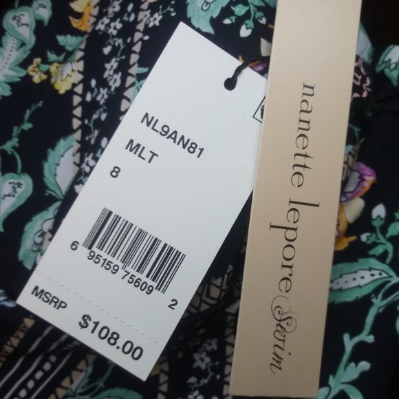 2 pcs Nanette Lepore Diamond Vines Bikini Sz 8 NWT - Picture 4 of 12